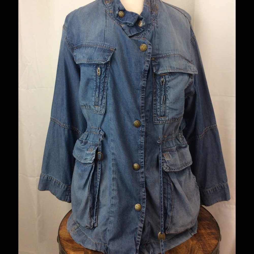 Current/Elliott Blue Denim Utility Jacket